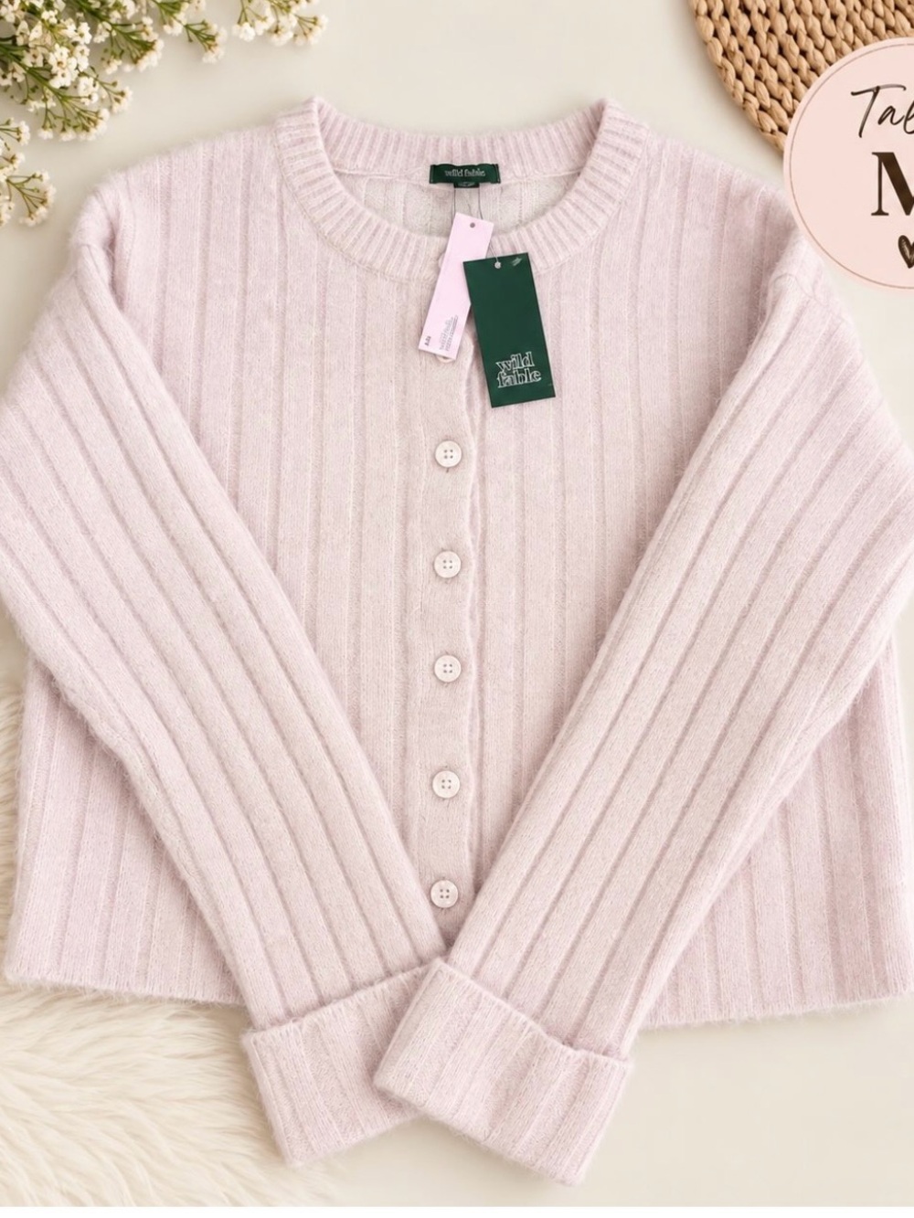 Wild Fable Women's Ribbed Button-Front Sweater Cardigan -